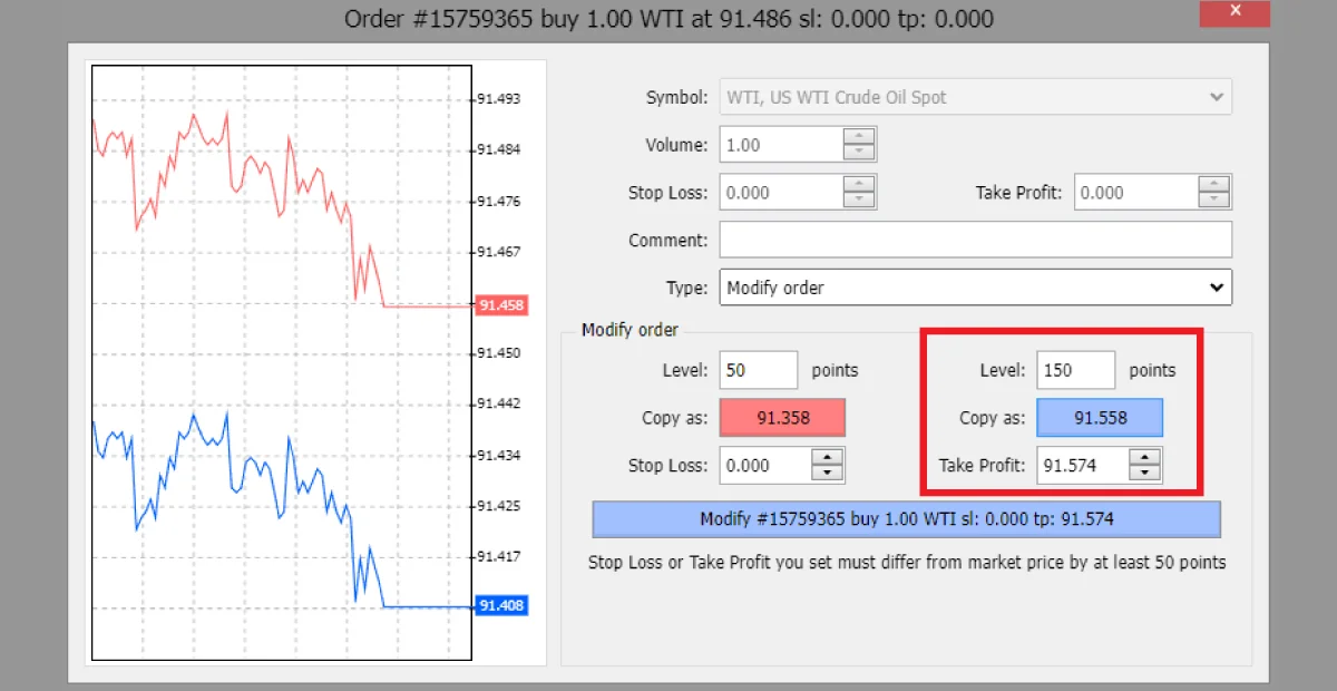 cfd trading - change take profit